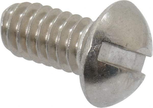 Value Collection - 1/4-20 UNC, 1/2" Length Under Head Slotted Drive Machine Screw - Round Head, Grade 18-8 Stainless Steel, Uncoated, Without Washer - Apex Tool & Supply