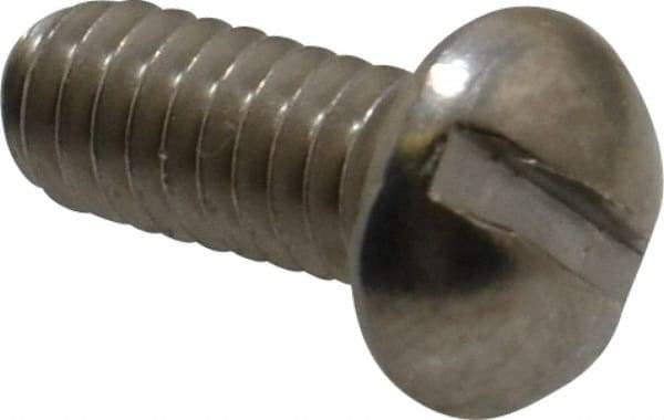 Value Collection - 1/4-20 UNC, 5/8" Length Under Head Slotted Drive Machine Screw - Round Head, Grade 18-8 Stainless Steel, Uncoated, Without Washer - Apex Tool & Supply