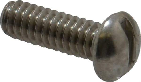 Value Collection - 1/4-20 UNC, 3/4" Length Under Head Slotted Drive Machine Screw - Round Head, Grade 18-8 Stainless Steel, Without Washer - Apex Tool & Supply