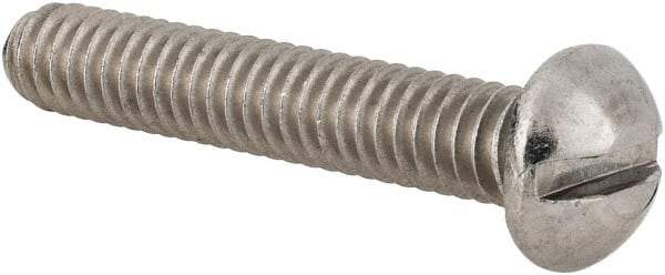 Value Collection - 1/4-20 UNC, 1-1/2" Length Under Head Slotted Drive Machine Screw - Round Head, Grade 18-8 Stainless Steel, Uncoated, Without Washer - Apex Tool & Supply