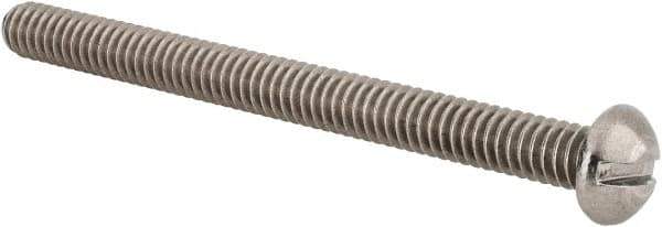 Value Collection - 1/4-20 UNC, 3" Length Under Head Slotted Drive Machine Screw - Round Head, Grade 18-8 Stainless Steel, Uncoated, Without Washer - Apex Tool & Supply