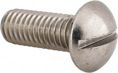 Value Collection - 3/8-16 UNC, 1" Length Under Head Slotted Drive Machine Screw - Round Head, Grade 18-8 Stainless Steel, Uncoated, Without Washer - Apex Tool & Supply