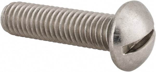 Value Collection - 3/8-16 UNC, 1-1/2" Length Under Head Slotted Drive Machine Screw - Round Head, Grade 18-8 Stainless Steel, Uncoated, Without Washer - Apex Tool & Supply