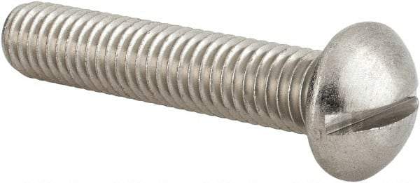 Value Collection - 3/8-16 UNC, 2" Length Under Head Slotted Drive Machine Screw - Round Head, Grade 18-8 Stainless Steel, Uncoated, Without Washer - Apex Tool & Supply