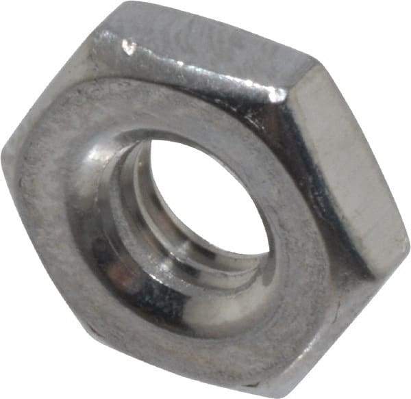 Value Collection - #10-32 UNF Stainless Steel Right Hand Machine Screw Hex Nut - 3/8" Across Flats, 1/8" High, Uncoated - Apex Tool & Supply