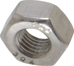Value Collection - 1/4-28 UNF Stainless Steel Right Hand Hex Nut - 7/16" Across Flats, 7/32" High, Uncoated - Apex Tool & Supply