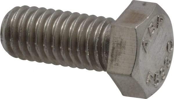 Value Collection - 3/8-16 UNC, 7/8" Length Under Head Hex Head Cap Screw - Grade 18-8 Stainless Steel, 9/16" Hex - Apex Tool & Supply