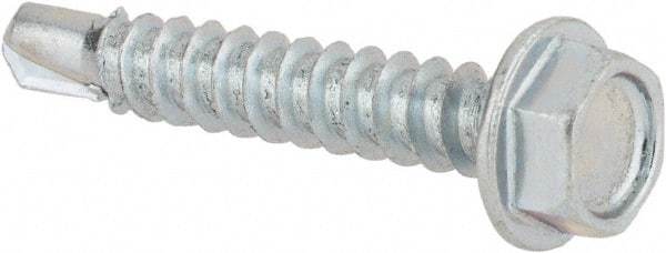 Value Collection - #8, Hex Washer Head, Hex Drive, 1" Length Under Head, #2 Point, Self Drilling Screw - Steel, Zinc-Plated Finish - Apex Tool & Supply
