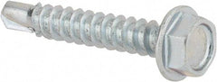 Value Collection - #8, Hex Washer Head, Hex Drive, 1" Length Under Head, #2 Point, Self Drilling Screw - Steel, Zinc-Plated Finish - Apex Tool & Supply
