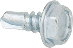 Value Collection - #10, Hex Washer Head, Hex Drive, 1/2" Length Under Head, #2 Point, Self Drilling Screw - Steel, Zinc-Plated Finish - Apex Tool & Supply
