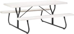 ICEBERG - 30" Long x 72" Wide x 29" High Stationary Rectangular Picnic Table - Platinum & Gray, High-Density Polyethylene/Steel - Apex Tool & Supply