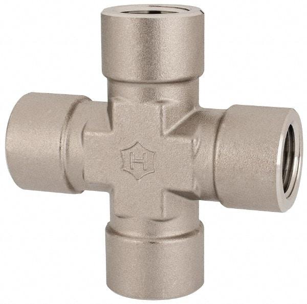 Ham-Let - 1/2" Grade 316 Stainless Steel Pipe Cross - FNPT End Connections, 4,600 psi - Apex Tool & Supply