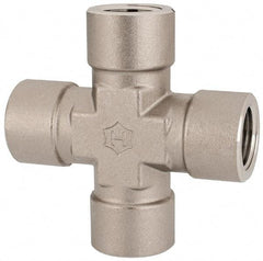 Ham-Let - 1/2" Grade 316 Stainless Steel Pipe Cross - FNPT End Connections, 4,600 psi - Apex Tool & Supply