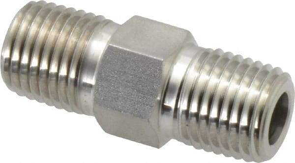 Ham-Let - 1/4" Grade 316 Stainless Steel Pipe Hex Nipple - MNPT End Connections, 7,500 psi - Apex Tool & Supply