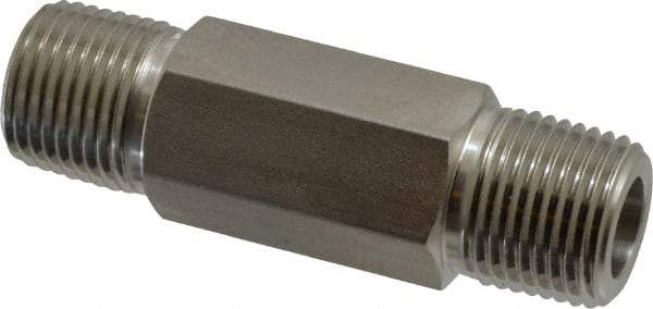 Ham-Let - 1/2" Grade 316 Stainless Steel Pipe Hex Nipple - MNPT End Connections, 7,200 psi - Apex Tool & Supply