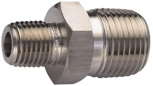 Ham-Let - 3/4 x 1/2" Internal Brass Reducer Nipple - 3600 PSI, MNPT x MNPT - Apex Tool & Supply