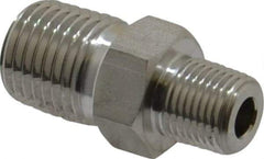 Ham-Let - 1/4 x 1/8" Grade 316 Stainless Steel Pipe Hex Nipple - MNPT End Connections, 7,500 psi - Apex Tool & Supply