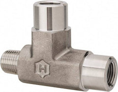 Ham-Let - 1/8" Grade 316 Stainless Steel Pipe Street Tee - MNPT x FNPT x FNPT End Connections, 6,100 psi - Apex Tool & Supply