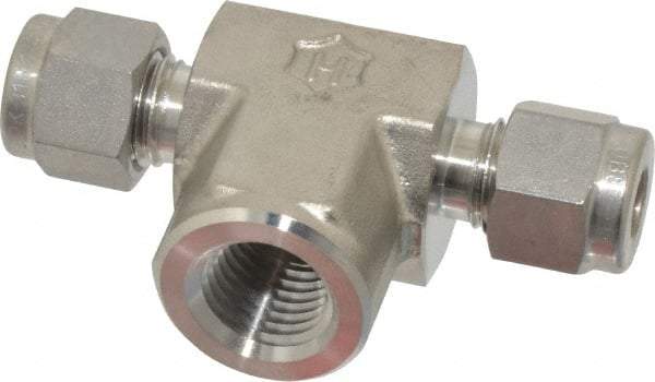 Ham-Let - 1/4" OD, Grade 316Stainless Steel Female Branch Tee - Comp x Comp x FNPT Ends - Apex Tool & Supply