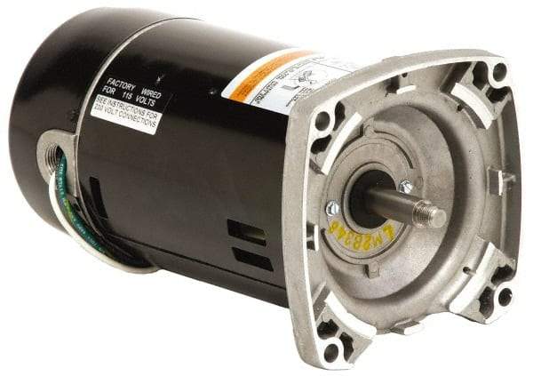 US Motors - 1/2 hp, ODP Enclosure, Auto Thermal Protection, 3,450 RPM, 208-230/115 Volt, 60 Hz, Industrial Electric AC/DC Motor - Size 56 Frame, C-Face Mount, 1 Speed, Ball Bearings, B Class Insulation, CCW Drive End - Apex Tool & Supply