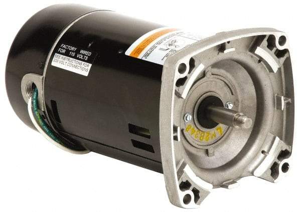 US Motors - 1.5 hp, ODP Enclosure, Auto Thermal Protection, 3,450 RPM, 208-230/115 Volt, 60 Hz, Industrial Electric AC/DC Motor - Size 56 Frame, Square Flange Mount, 1 Speed, Ball Bearings, B Class Insulation, CCW Drive End - Apex Tool & Supply