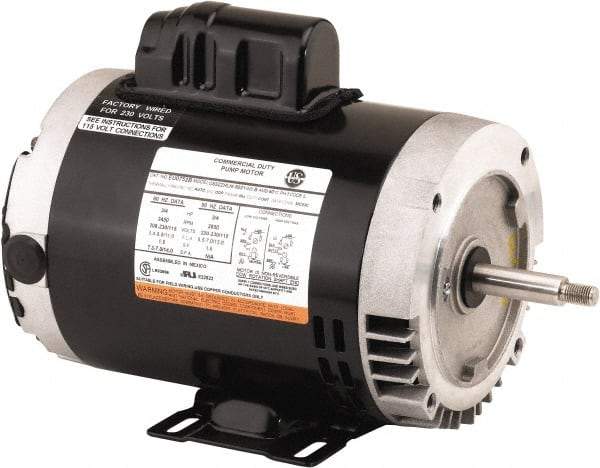 US Motors - 1/2 hp, ODP Enclosure, Auto Thermal Protection, 1,725 RPM, 115/208-230 Volt, 60 Hz, Industrial Electric AC/DC Motor - Size 56 Frame, C-Face Mount, 1 Speed, Ball Bearings, 8.9/4.4-4.5 Full Load Amps, B Class Insulation, Reversible - Apex Tool & Supply