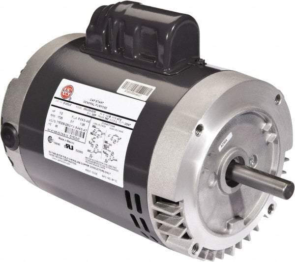 US Motors - 3 hp, ODP Enclosure, Auto Thermal Protection, 3,450 RPM, 208-230 Volt, 60 Hz, Industrial Electric AC/DC Motor - Size 56 Frame, C-Face Mount, 1 Speed, Ball Bearings, 14.0-12.8 Full Load Amps, B Class Insulation, Reversible - Apex Tool & Supply