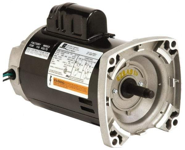 US Motors - 1/2 hp, ODP Enclosure, Auto Thermal Protection, 3,450 RPM, 115/230 Volt, 60 Hz, Industrial Electric AC/DC Motor - Size 56 Frame, Square Flange Mount, 1 Speed, Ball Bearings, 8.4/4.2 Full Load Amps, B Class Insulation, CCW Drive End - Apex Tool & Supply