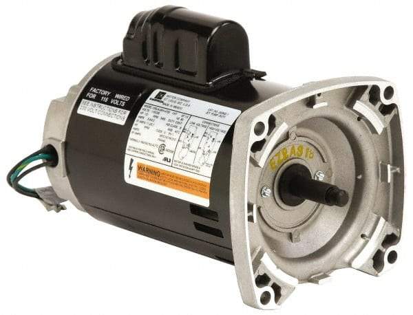 US Motors - 1.5 hp, ODP Enclosure, Auto Thermal Protection, 3,450 RPM, 115/230 Volt, 60 Hz, Industrial Electric AC/DC Motor - Size 56 Frame, Square Flange Mount, 1 Speed, Ball Bearings, 14.4/7.2 Full Load Amps, B Class Insulation, CCW Drive End - Apex Tool & Supply
