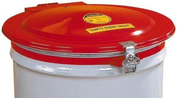 Justrite - 55 Gal, Steel Drum Cover - Hinged Manual-Closing Drum Cover - Apex Tool & Supply