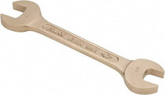 Ampco - 3/4" x 7/8" Nonsparking Open End Wrench - 8" OAL, Double End, Plain Finish, 15° Head Angle - Apex Tool & Supply