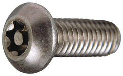 Value Collection - 1/4-20 UNC Pin In Torx Drive, Button Screw - Grade 18-8 Stainless Steel, Uncoated, 1-1/4" Length Under Head - Apex Tool & Supply