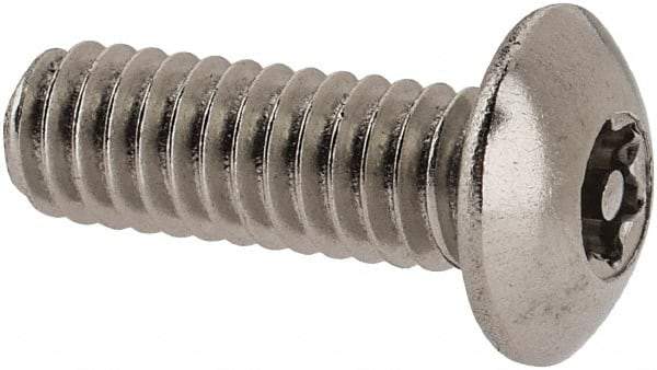 Value Collection - #8-32 UNC Pin In Torx Drive, Button Screw - Grade 18-8 Stainless Steel, Uncoated, 1/2" Length Under Head - Apex Tool & Supply