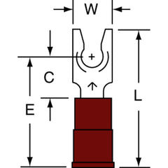 3M - #6 Stud, 22 to 18 AWG Compatible, Partially Insulated, Crimp Connection, Standard Fork Terminal - Apex Tool & Supply