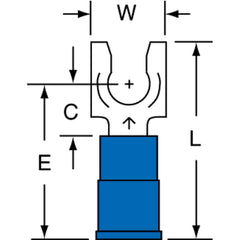 3M - #10 Stud, 16 to 14 AWG Compatible, Partially Insulated, Crimp Connection, Standard Fork Terminal - Apex Tool & Supply