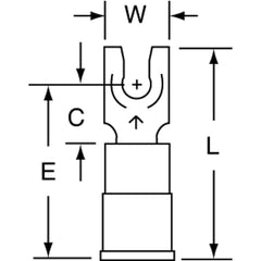 3M - #6 Stud, 16 to 14 AWG Compatible, Partially Insulated, Crimp Connection, Locking Fork Terminal - Apex Tool & Supply
