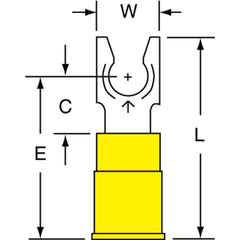 3M - #10 Stud, 12 to 10 AWG Compatible, Partially Insulated, Crimp Connection, Standard Fork Terminal - Apex Tool & Supply