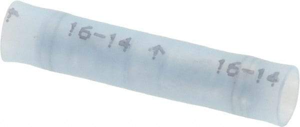 3M - 16 to 14 AWG Compatible, Nylon Fully Insulated, Crimp-On Butt Splice Terminal - 2 Wire Entries, 1.08" OAL, Blue - Apex Tool & Supply