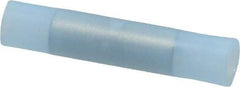 3M - 16 to 14 AWG Compatible, Nylon Fully Insulated, Crimp-On Butt Splice Terminal - 2 Wire Entries, 1.08" OAL, Blue - Apex Tool & Supply