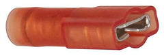 3M - 22 to 18 AWG, Nylon, Fully Insulated, Female Wire Disconnect - 1/4 Inch Wide Tab, Red, RoHS 2011/65/EU Compliant - Apex Tool & Supply