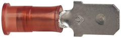 3M - 22 to 18 AWG, Nylon, Partially Insulated, Male Wire Disconnect - 1/4 Inch Wide Tab, Red, RoHS 2011/65/EU Compliant - Apex Tool & Supply
