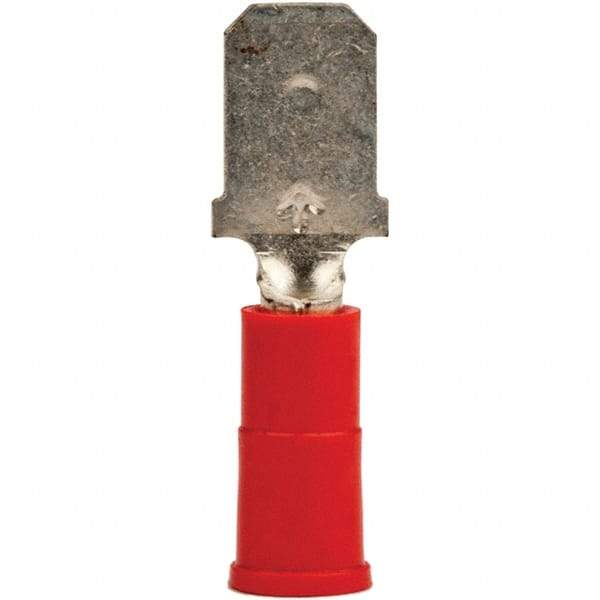 3M - 22 to 18 AWG, Vinyl, Partially Insulated, Male Wire Disconnect - 1/4" Wide Tab, Red, RoHS 2011/65/EU Compliant - Apex Tool & Supply