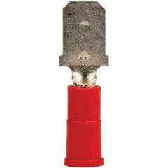 3M - 22 to 18 AWG, Vinyl, Partially Insulated, Male Wire Disconnect - 1/4" Wide Tab, Red, RoHS 2011/65/EU Compliant - Apex Tool & Supply