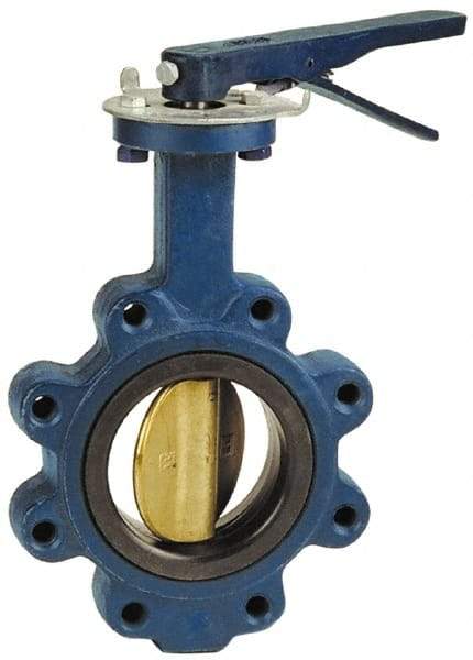 NIBCO - 8" Pipe, Lug Butterfly Valve - Lever Handle, Cast Iron Body, EPDM Seat, 200 WOG, Aluminum Bronze Disc, Stainless Steel Stem - Apex Tool & Supply