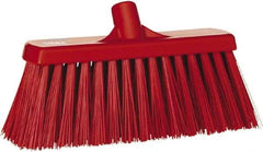 Vikan - 12" Heavy Duty Synthetic Push Broom - 2" Bristle Length, Plastic Block, European Threaded Handle Connection - Apex Tool & Supply