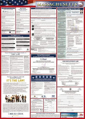 NMC - 24" Wide x 40" High Laminated Paper Labor Law Information Poster - Massachusetts Jurisdiction, 0.03" Thick, English - Apex Tool & Supply