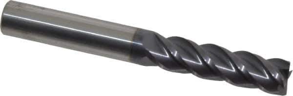 Accupro - 3/8", 1-3/8" LOC, 3/8" Shank Diam, 3" OAL, 4 Flute, Solid Carbide Square End Mill - Single End, AlTiN Finish, Spiral Flute, 40° Helix, Centercutting, Right Hand Cut, Right Hand Flute - Apex Tool & Supply
