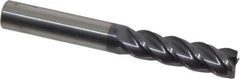 Accupro - 3/8", 1-3/8" LOC, 3/8" Shank Diam, 3" OAL, 4 Flute, Solid Carbide Square End Mill - Single End, AlTiN Finish, Spiral Flute, 40° Helix, Centercutting, Right Hand Cut, Right Hand Flute - Apex Tool & Supply