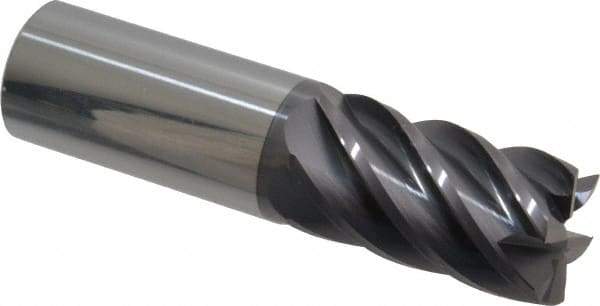 Accupro - 1", 1-3/4" LOC, 1" Shank Diam, 4" OAL, 6 Flute, Solid Carbide Square End Mill - Single End, AlTiN Finish, Spiral Flute, 40° Helix, Centercutting, Right Hand Cut, Right Hand Flute - Apex Tool & Supply