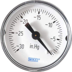Wika - 1-1/2" Dial, 1/8 Thread, 30-0 Scale Range, Pressure Gauge - Center Back Connection Mount, Accurate to 3-2-3% of Scale - Apex Tool & Supply